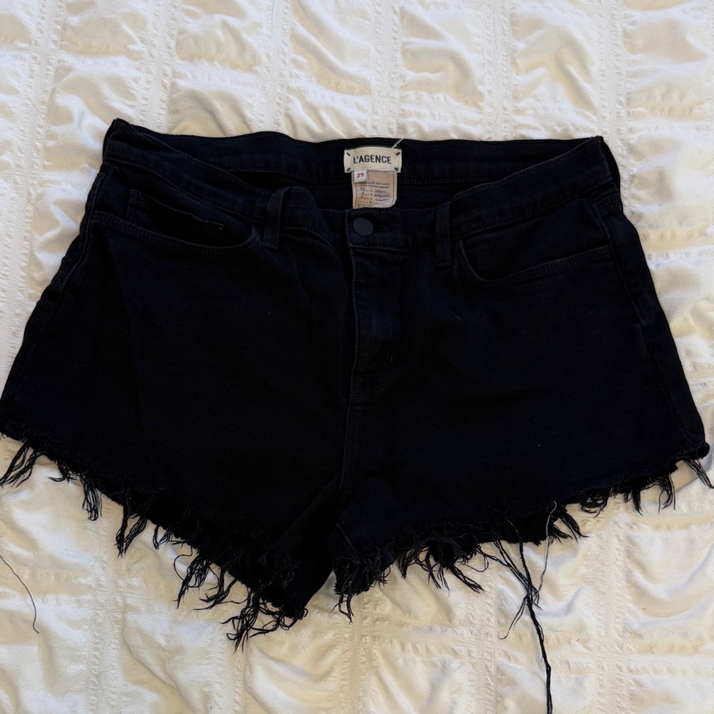 L'AGENCE Black Jean Shorts